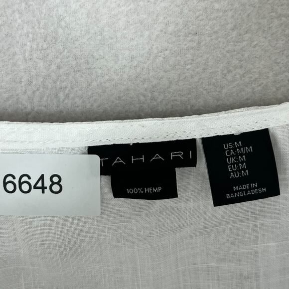 Tahari Tank Top Women's Size Medium White Sleeveless 100% Hemp - Picture 4 of 7